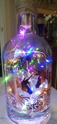 Glass bottle with - , unicorns