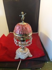 Vintage Michelotti Crystal Cranberry Pink Boudoir Parlor Lamp