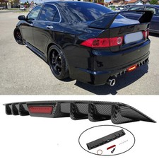 Carbon Rear Bumper Lip Diffuser W/ LED Light Spoiler Kit For Honda Accord Coupe