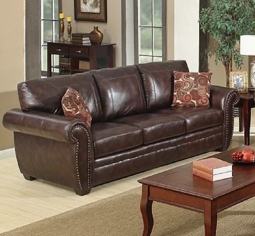 Brown leather seater 2 - brown,