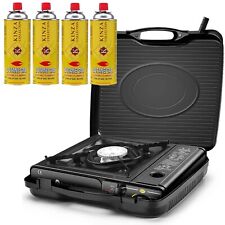 4x Butane Gas + Portable Camping Outdoor Cooker Stove Single Burner BBQ Cooking