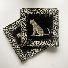 Pair of tiger print cushion covers black and white square 42cm x 42cm