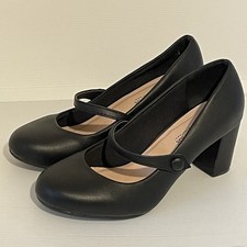 Comfort Plus Shoes Size 5 Wide Fit Mary Jane Courts Black New Formal Heels