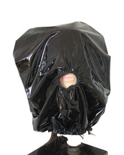 PVC Mask Hood Shiny Black Plastic Face Covering Domination PVC U LIke Fabric AOE
