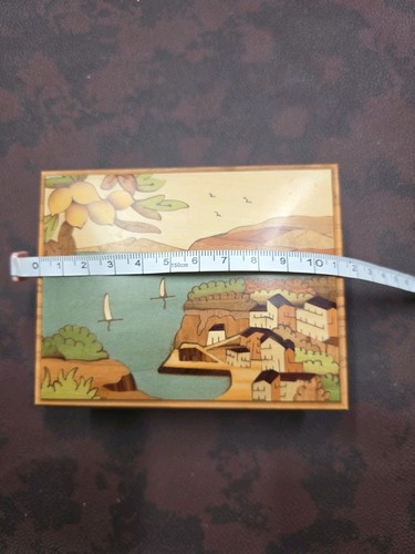 Vintage inlaid wooden - inlaid, hinged