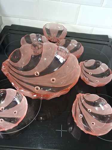 Art deco pink glass trifle - deco,
