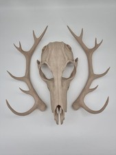 Bone White Wendigo Skull Mask with Antlers - Halloween - Fancy dress - Horror