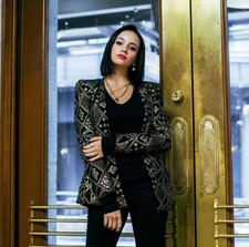 Zara Black Gold Sequin Velvet