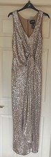 Joseph Ribkoff Long Evening Dress Silver Sequins UK 12 Black Tie / Party EXC