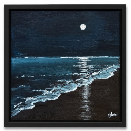 Original moonlit seascape - original,