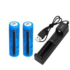 2PCS Rechargeable Battery 3.7V Li-Ion Battery Multipurpose Batteries + Charger