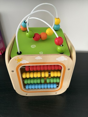 Wooden activity cube busy box - activity,