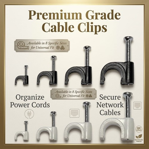 Round cable clips white black - clips,