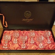 Vintage 6 x Thomas Webb Lead Crystal Sherry/Port Glasses In Box.