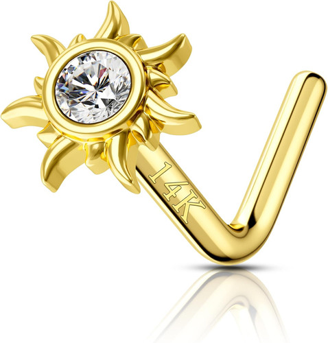 14k yellow gold nose stud - 14k,