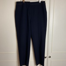 L. K. Bennett Tapered Trousers Size UK 14 W34" L28" Midnight Blue Pockets Smart