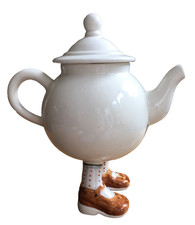 Rare Variant - LUSTRE POTTERY Roger Michell WALKING WARE Teapot - 2007 Tea Set