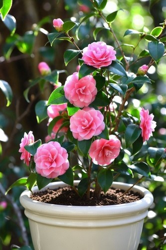 Pink camellia evergreen - pink,