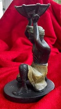 Edwardian Bronzed Metal Figure of a Blackamoor Holding a Basket Above His Head