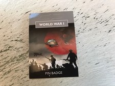 WWI Soldier Brodie Helmet on Card. Pewter Pin Badge. Poppies Great War Military