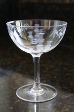 Fine Cut & Etched Crystal Champagne Saucer / Coupe - Bamboo design - Cap. 150ml