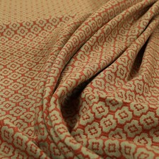 Shabby Chic Red Tessellated Medallion Jacquard Upholstery Cushion Curtain Fabric