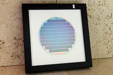 Silicon wafer 5" disc with Microprocessors - Pre 1986 - Professionally framed
