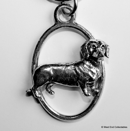 Dachshund pewter keyring - pewter, -uk