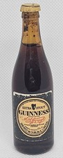 Vintage Guinness Extra Stout Mini Bottle ~3.25" Amber Glass w/ Label & Cap