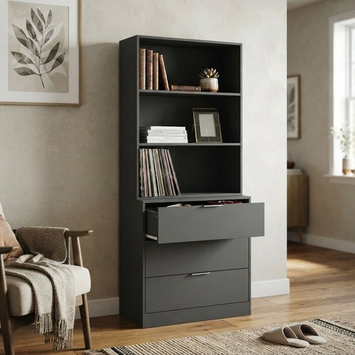 Stylish 60cm black bookcase - stylish,