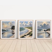 Set of Monet-style Beach Coastal Seaside Art (A4 Sized)