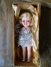 Vintage Rosebud Christmas Decoration, Tinsel, Tree Fairy Doll  C.1950s. 6.5 ins.