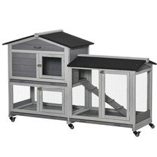 Pawhut rabbit hutch - hutch,, bunny