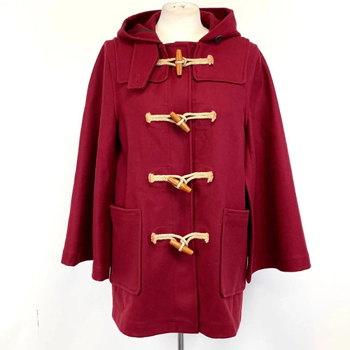Gloverall burgundy hooded cape - burgundy,