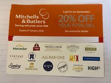 20% Off Mitchells & Butlers   EXP 2026 Harvester, Miller & Carter, Toby.
