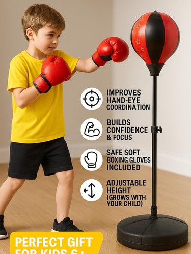 Kids punching speed bag - kids,