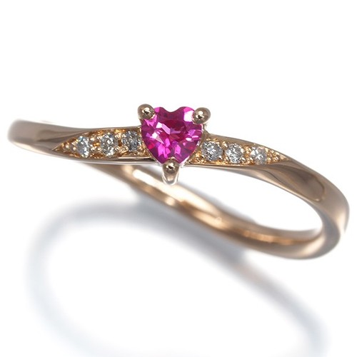 Ring ruby diamond heart - heart, us4.5