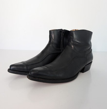 Sancho Western Boots Men's Size UK 9 EU 43 Black Snip Toe Side Zipper Booties