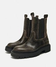 ZARA FLAT LEATHER ANKLE BOOTS