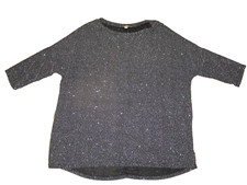 Belle Vere Notte black sparkle beading half sleeve loose fit tunic top size 18