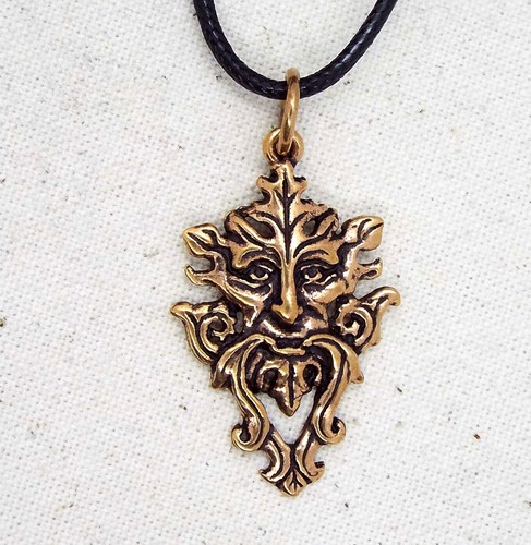 Bronze green man - man, face