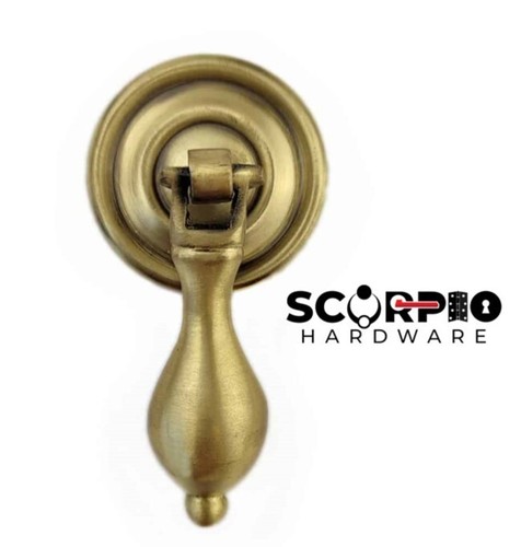 Antique brass pear drop pull - brass,