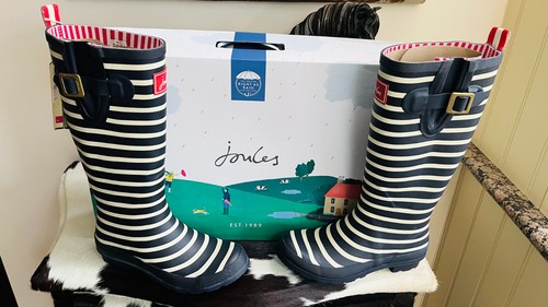 New joules striped wellington - new,