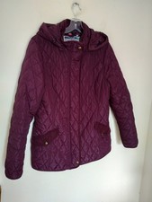 Joules Marcotte Burgundy Hooded Quilted Jacket Size 12-14