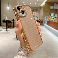 Bling Glitter Diamond Case For iPhone 16 15 14 Pro Max 13 12 Plating Soft Cover