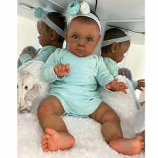 24" Black Reborn Baby Doll Realistic Biracial Silicone Vinyl Newborn Baby Dolls
