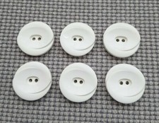 6 x Large 28mm White Vintage 2 Hole Buttons Coat Cardigan Jumper Craft Sewing