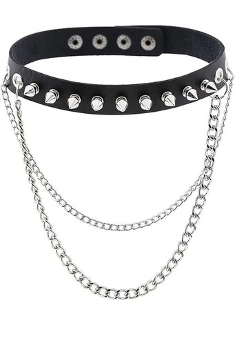 Black leather choker - black,