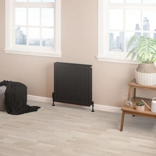 Matt black panel radiator - panel, 600