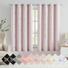 Lavender Pink Butterfly Blackout Curtains 2 Panels 54" Length for Baby Girls ...